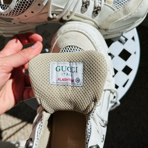 Gucci White Leather Reflective Chunky Sneakers Lug Sole 8.5 - Picture 7 of 7